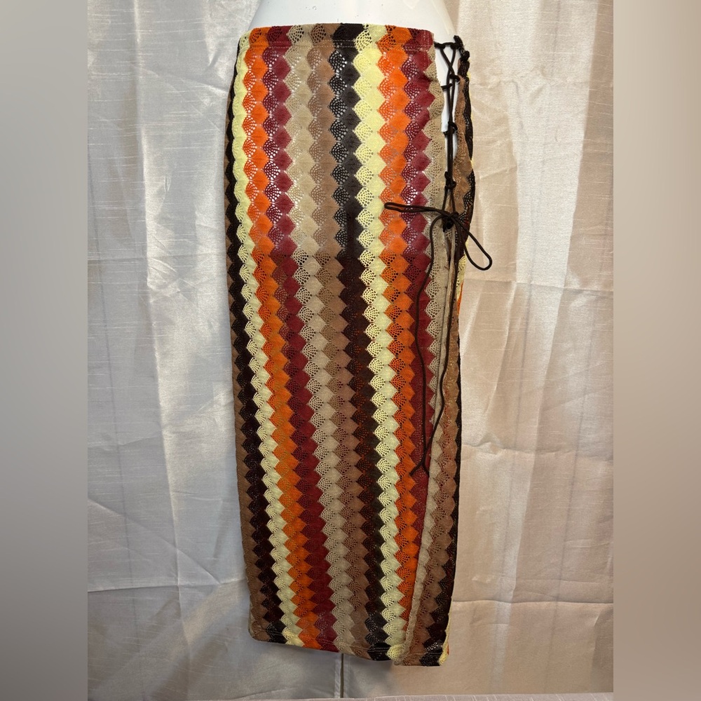 Multicolor Chevron Knit cover up skirt